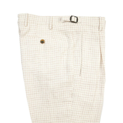 BERWICH “RETRO LONG” コットン混リネン ワンタックパンツ オフホワイト(desert) 46 | GUARDAROBA MILANO OFFICIAL STORE
