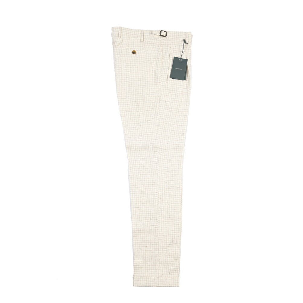 BERWICH “RETRO LONG” コットン混リネン ワンタックパンツ オフホワイト(desert) 46 | GUARDAROBA MILANO OFFICIAL STORE