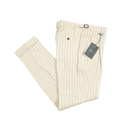 BERWICH “RETRO LONG” コットン混リネン ワンタックパンツ オフホワイト(ecru) 46 | GUARDAROBA MILANO OFFICIAL STORE