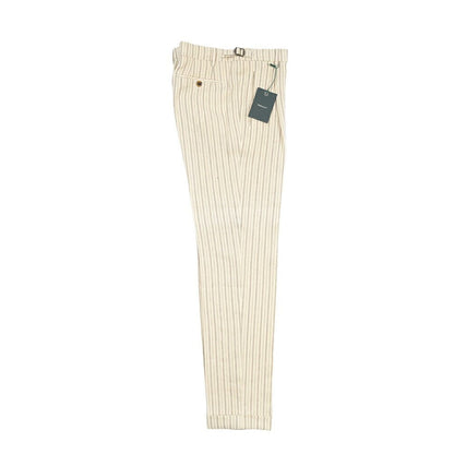 BERWICH “RETRO LONG” コットン混リネン ワンタックパンツ オフホワイト(ecru) 46 | GUARDAROBA MILANO OFFICIAL STORE