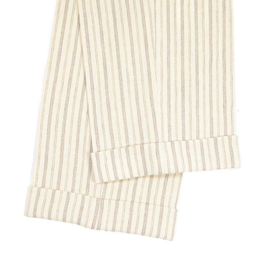 BERWICH “RETRO LONG” コットン混リネン ワンタックパンツ オフホワイト(ecru) 46 | GUARDAROBA MILANO OFFICIAL STORE