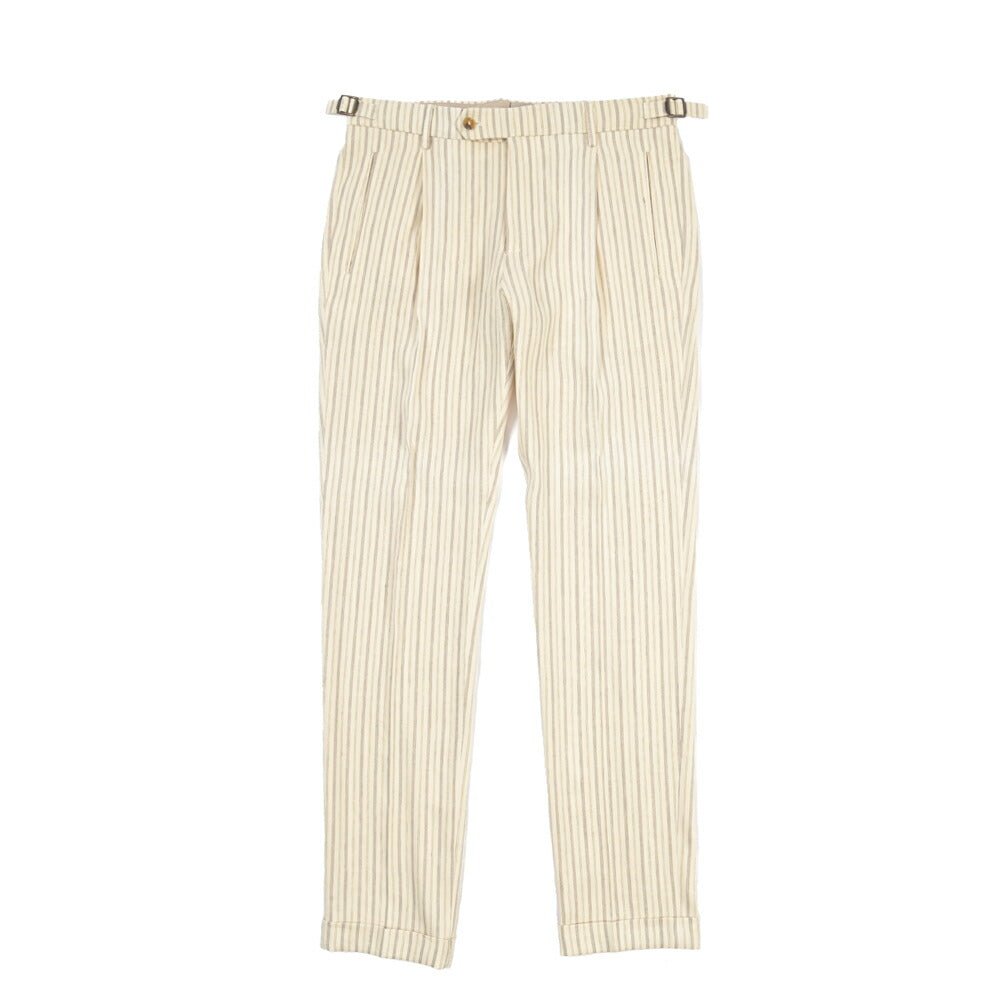 BERWICH “RETRO LONG” コットン混リネン ワンタックパンツ オフホワイト(ecru) 46 | GUARDAROBA MILANO OFFICIAL STORE
