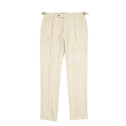 BERWICH “RETRO LONG” コットン混リネン ワンタックパンツ オフホワイト(ecru) 46 | GUARDAROBA MILANO OFFICIAL STORE