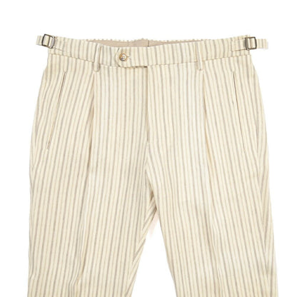 BERWICH “RETRO LONG” コットン混リネン ワンタックパンツ オフホワイト(ecru) 46 | GUARDAROBA MILANO OFFICIAL STORE