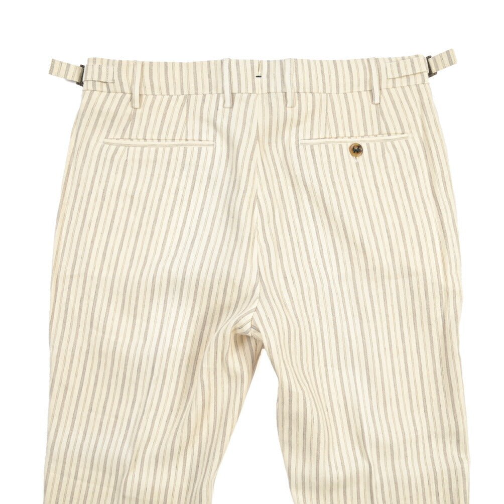 BERWICH “RETRO LONG” コットン混リネン ワンタックパンツ オフホワイト(ecru) 46 | GUARDAROBA MILANO OFFICIAL STORE