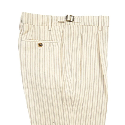 BERWICH “RETRO LONG” コットン混リネン ワンタックパンツ オフホワイト(ecru) 46 | GUARDAROBA MILANO OFFICIAL STORE
