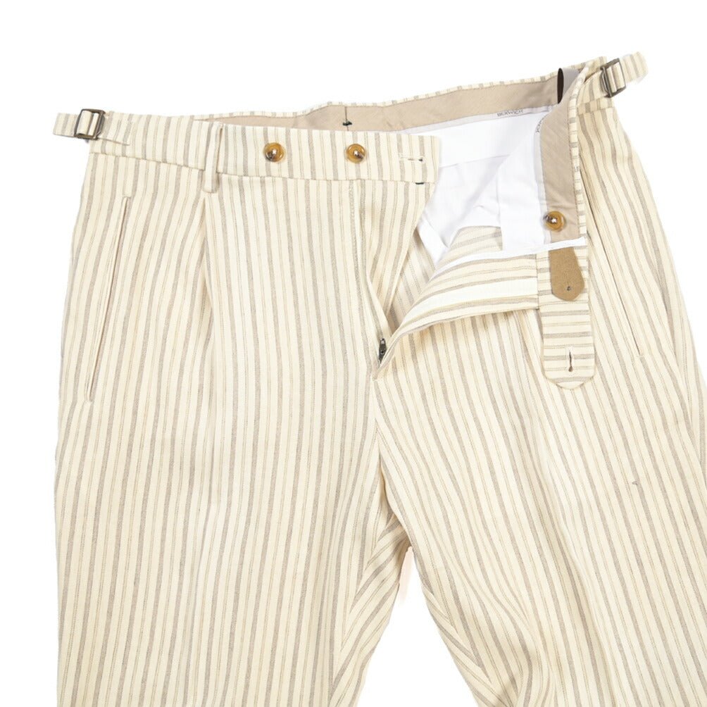 BERWICH “RETRO LONG” コットン混リネン ワンタックパンツ オフホワイト(ecru) 46 | GUARDAROBA MILANO OFFICIAL STORE