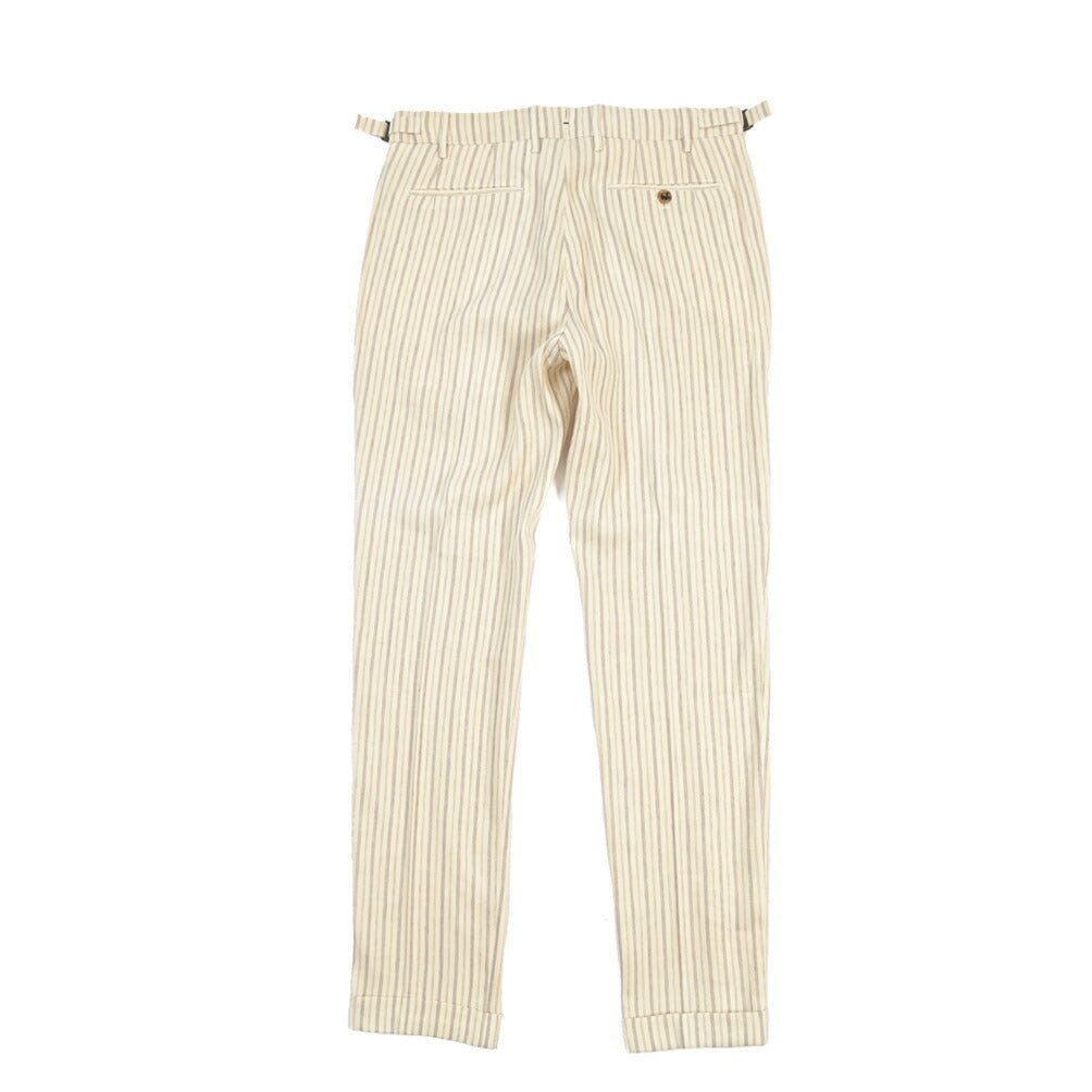 BERWICH “RETRO LONG” コットン混リネン ワンタックパンツ オフホワイト(ecru) 46 | GUARDAROBA MILANO OFFICIAL STORE
