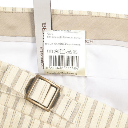 BERWICH “RETRO LONG” コットン混リネン ワンタックパンツ オフホワイト(ecru) 46 | GUARDAROBA MILANO OFFICIAL STORE