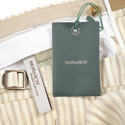 BERWICH “RETRO LONG” コットン混リネン ワンタックパンツ オフホワイト(ecru) 46 | GUARDAROBA MILANO OFFICIAL STORE