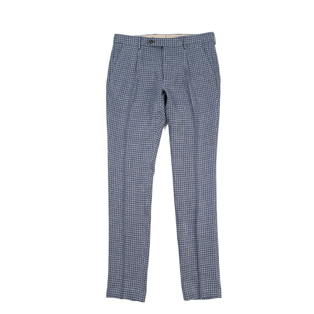 BERWICH “RETRO LONG” コットン混リネン ワンタックパンツ ネイビー(blue) 46 | GUARDAROBA MILANO OFFICIAL STORE