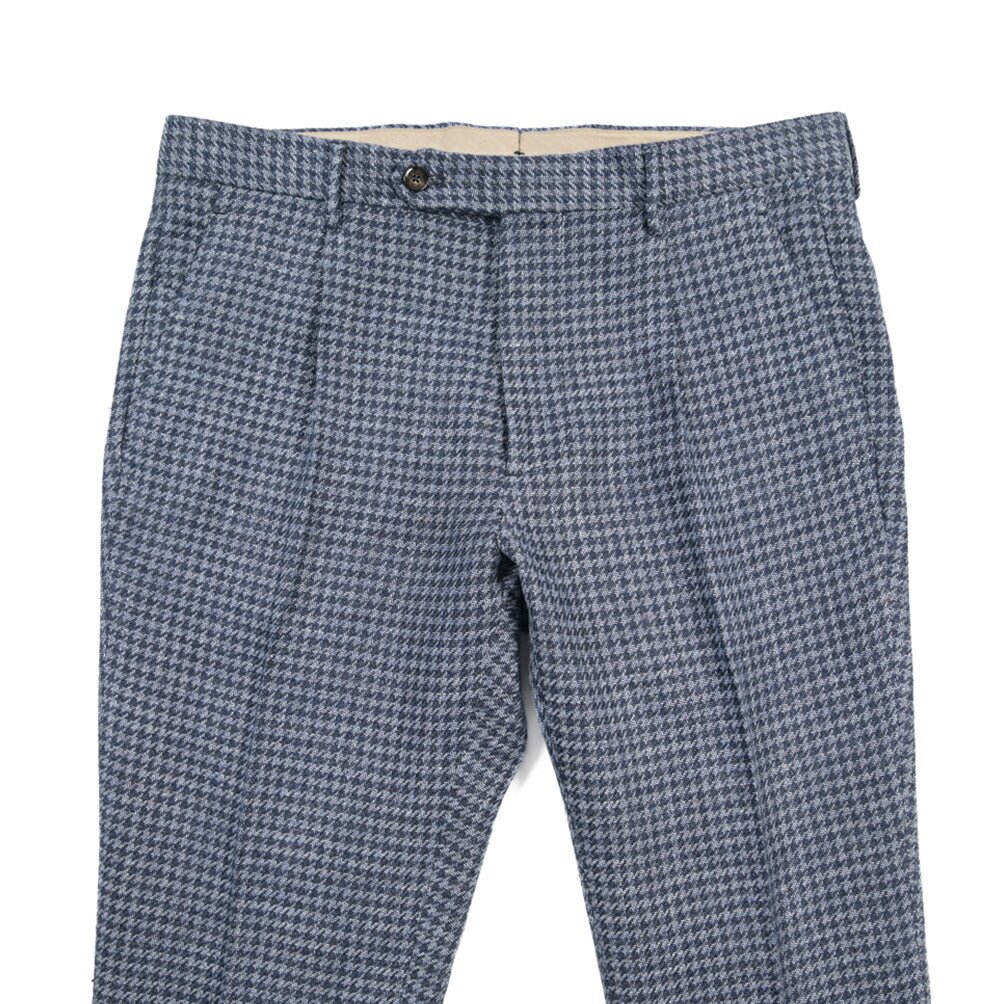 BERWICH “RETRO LONG” コットン混リネン ワンタックパンツ ネイビー(blue) 46 | GUARDAROBA MILANO OFFICIAL STORE