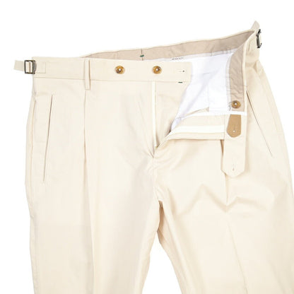 BERWICH “RETRO LONG” リヨセル混コットン ワンタックパンツ オフホワイト(ecru) 48 | GUARDAROBA MILANO OFFICIAL STORE