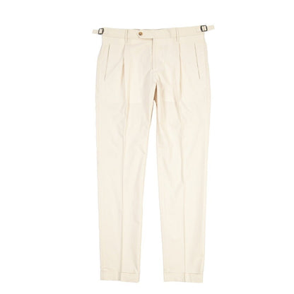 BERWICH “RETRO LONG” リヨセル混コットン ワンタックパンツ オフホワイト(ecru) 48 | GUARDAROBA MILANO OFFICIAL STORE