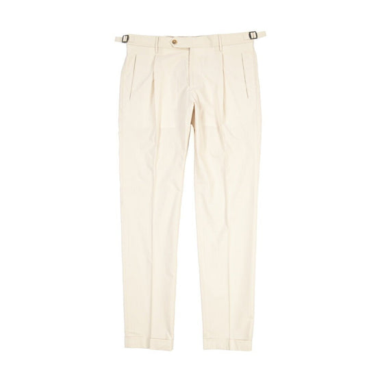 BERWICH “RETRO LONG” リヨセル混コットン ワンタックパンツ オフホワイト(ecru) 48 | GUARDAROBA MILANO OFFICIAL STORE