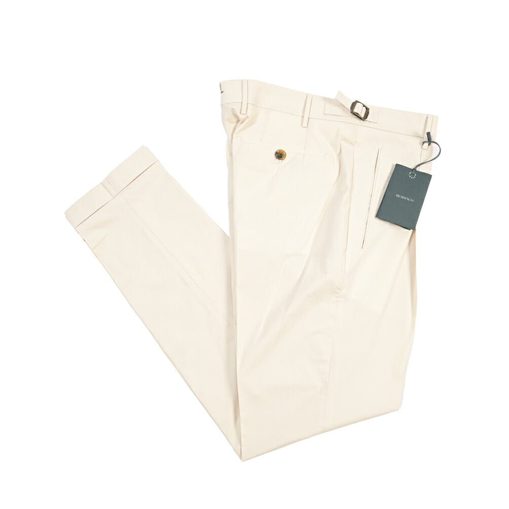 BERWICH “RETRO LONG” リヨセル混コットン ワンタックパンツ オフホワイト(ecru) 48 | GUARDAROBA MILANO OFFICIAL STORE