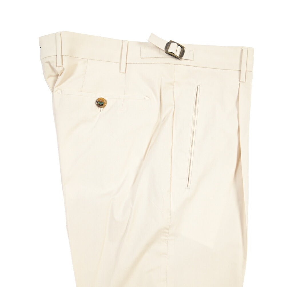 BERWICH “RETRO LONG” リヨセル混コットン ワンタックパンツ オフホワイト(ecru) 48 | GUARDAROBA MILANO OFFICIAL STORE