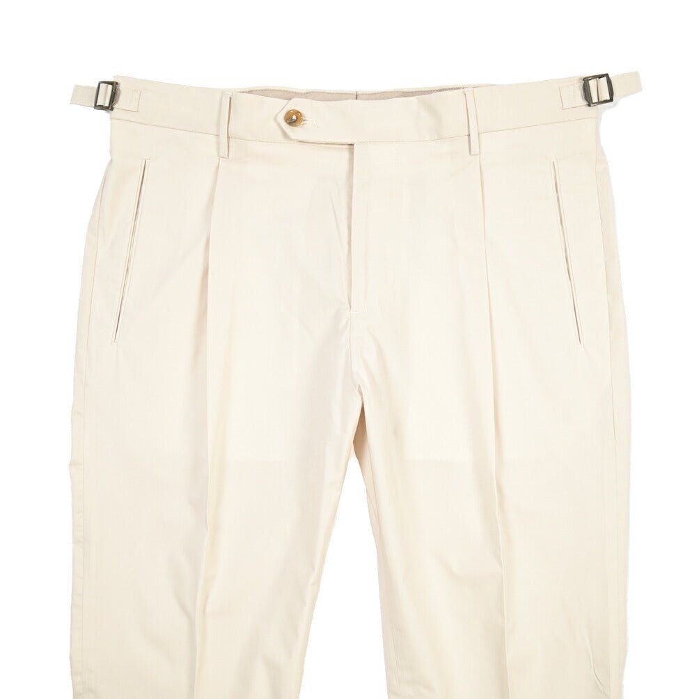 BERWICH “RETRO LONG” リヨセル混コットン ワンタックパンツ オフホワイト(ecru) 48 | GUARDAROBA MILANO OFFICIAL STORE