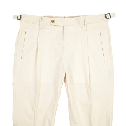 BERWICH “RETRO LONG” リヨセル混コットン ワンタックパンツ オフホワイト(ecru) 48 | GUARDAROBA MILANO OFFICIAL STORE