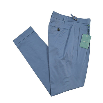 BERWICH “RETRO LONG” ストレッチコットン ワンタックパンツ ブルー(azure) 46 | GUARDAROBA MILANO OFFICIAL STORE