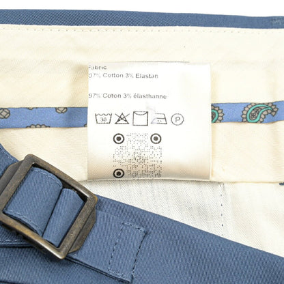 BERWICH “RETRO LONG” ストレッチコットン ワンタックパンツ ブルー(azure) 46 | GUARDAROBA MILANO OFFICIAL STORE
