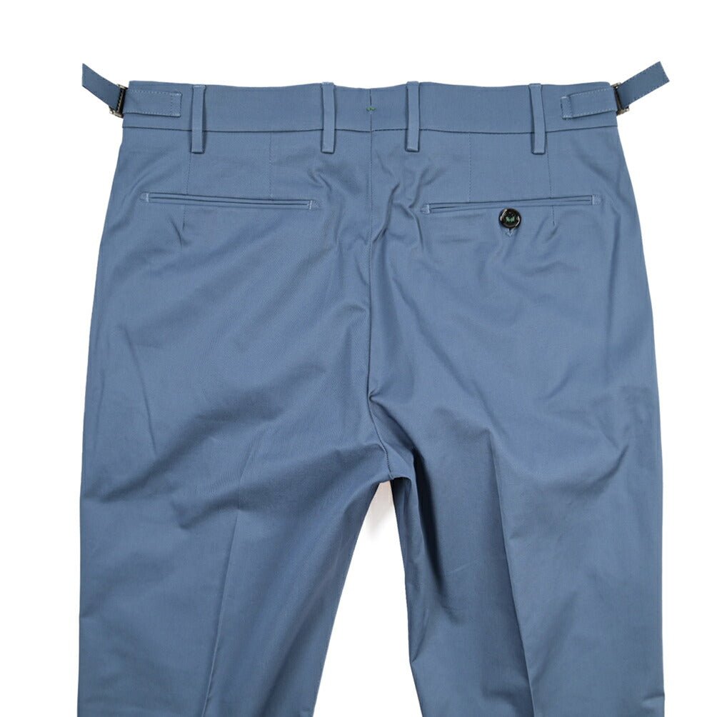 BERWICH “RETRO LONG” ストレッチコットン ワンタックパンツ ブルー(azure) 46 | GUARDAROBA MILANO OFFICIAL STORE