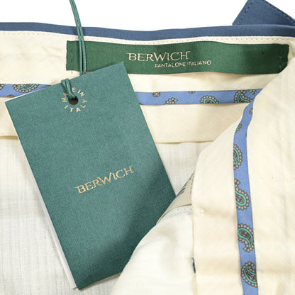 BERWICH “RETRO LONG” ストレッチコットン ワンタックパンツ ブルー(azure) 46 | GUARDAROBA MILANO OFFICIAL STORE