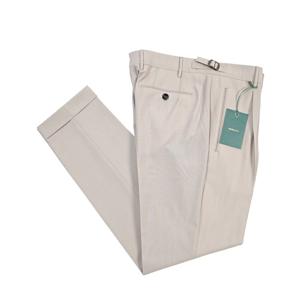BERWICH “RETRO LONG” ストレッチウール ワンタックスラックス グレージュ(stone) 46 | GUARDAROBA MILANO OFFICIAL STORE