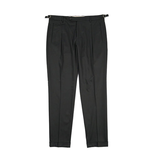 BERWICH “RETRO LONG” ストレッチコットン ワンタックパンツ ブラック(black) 52 | GUARDAROBA MILANO OFFICIAL STORE
