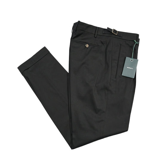 BERWICH “RETRO LONG” ストレッチコットン ワンタックパンツ ブラック(black) 52 | GUARDAROBA MILANO OFFICIAL STORE