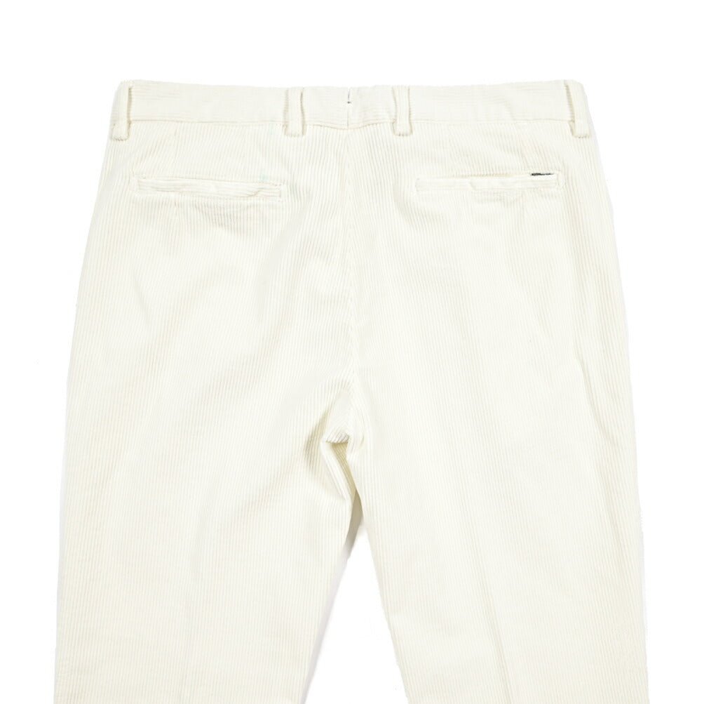BERWICH “RETRO LONG - GD” ストレッチコットン 中畝コーデュロイワンタックパンツ ホワイト(panna001) 46 | GUARDAROBA MILANO OFFICIAL STORE
