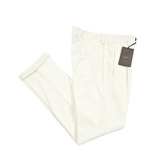 BERWICH “RETRO LONG - GD” ストレッチコットン 中畝コーデュロイワンタックパンツ ホワイト(panna001) 46 | GUARDAROBA MILANO OFFICIAL STORE