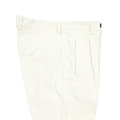 BERWICH “RETRO LONG - GD” ストレッチコットン 中畝コーデュロイワンタックパンツ ホワイト(panna001) 46 | GUARDAROBA MILANO OFFICIAL STORE