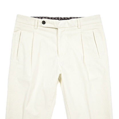 BERWICH “RETRO LONG - GD” ストレッチコットン 中畝コーデュロイワンタックパンツ ホワイト(panna001) 46 | GUARDAROBA MILANO OFFICIAL STORE