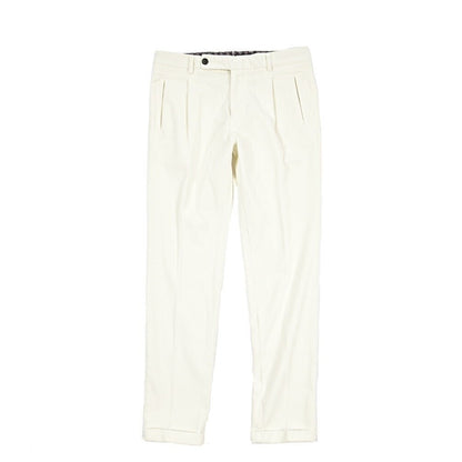 BERWICH “RETRO LONG - GD” ストレッチコットン 中畝コーデュロイワンタックパンツ ホワイト(panna001) 46 | GUARDAROBA MILANO OFFICIAL STORE