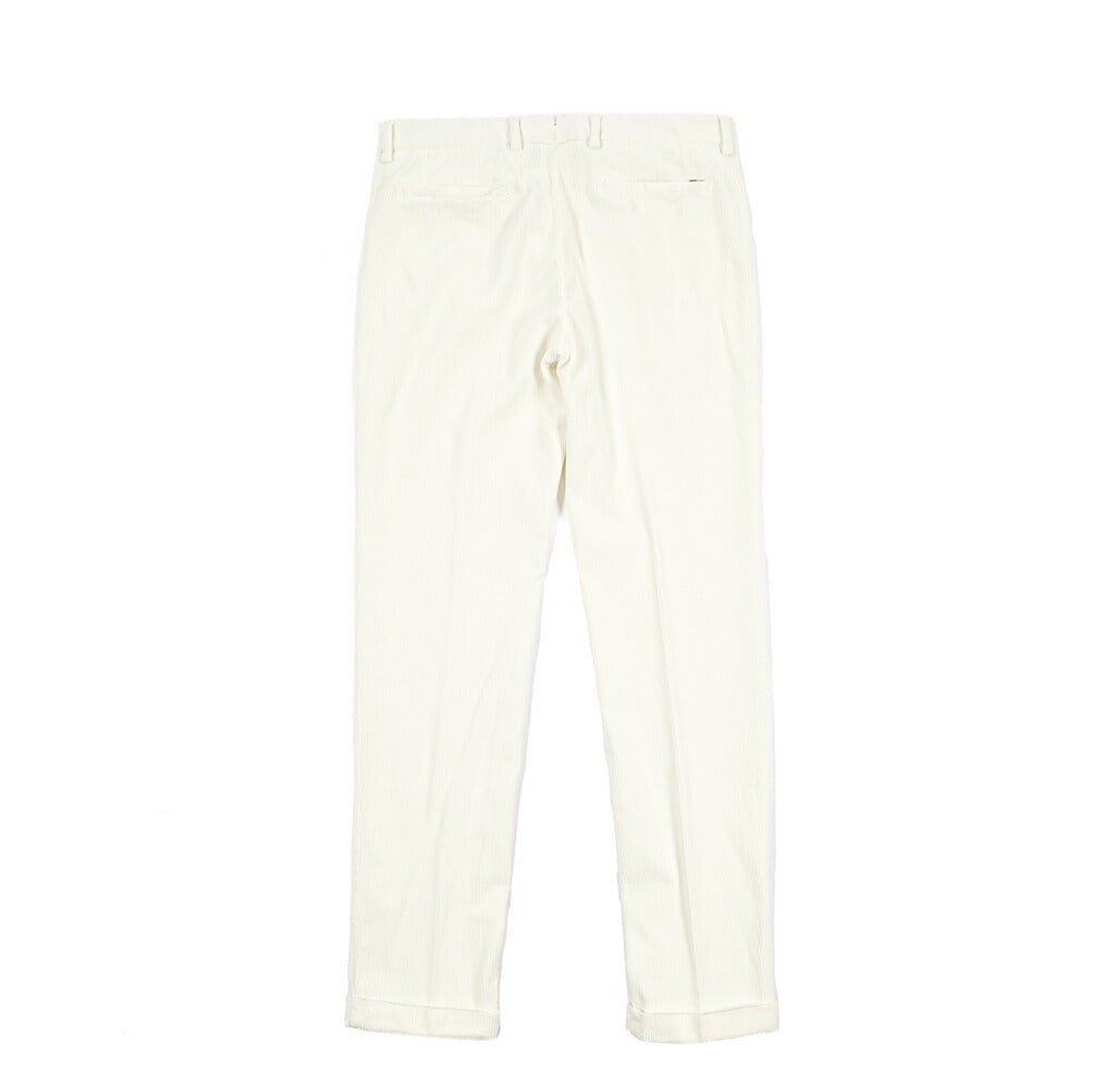 BERWICH “RETRO LONG - GD” ストレッチコットン 中畝コーデュロイワンタックパンツ ホワイト(panna001) 46 | GUARDAROBA MILANO OFFICIAL STORE