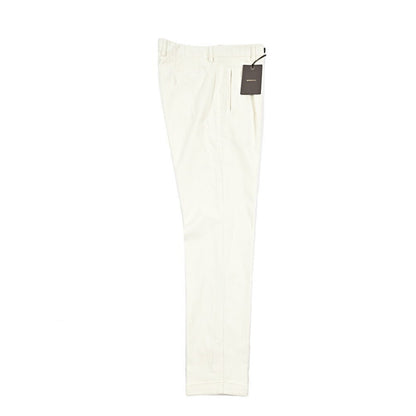 BERWICH “RETRO LONG - GD” ストレッチコットン 中畝コーデュロイワンタックパンツ ホワイト(panna001) 46 | GUARDAROBA MILANO OFFICIAL STORE