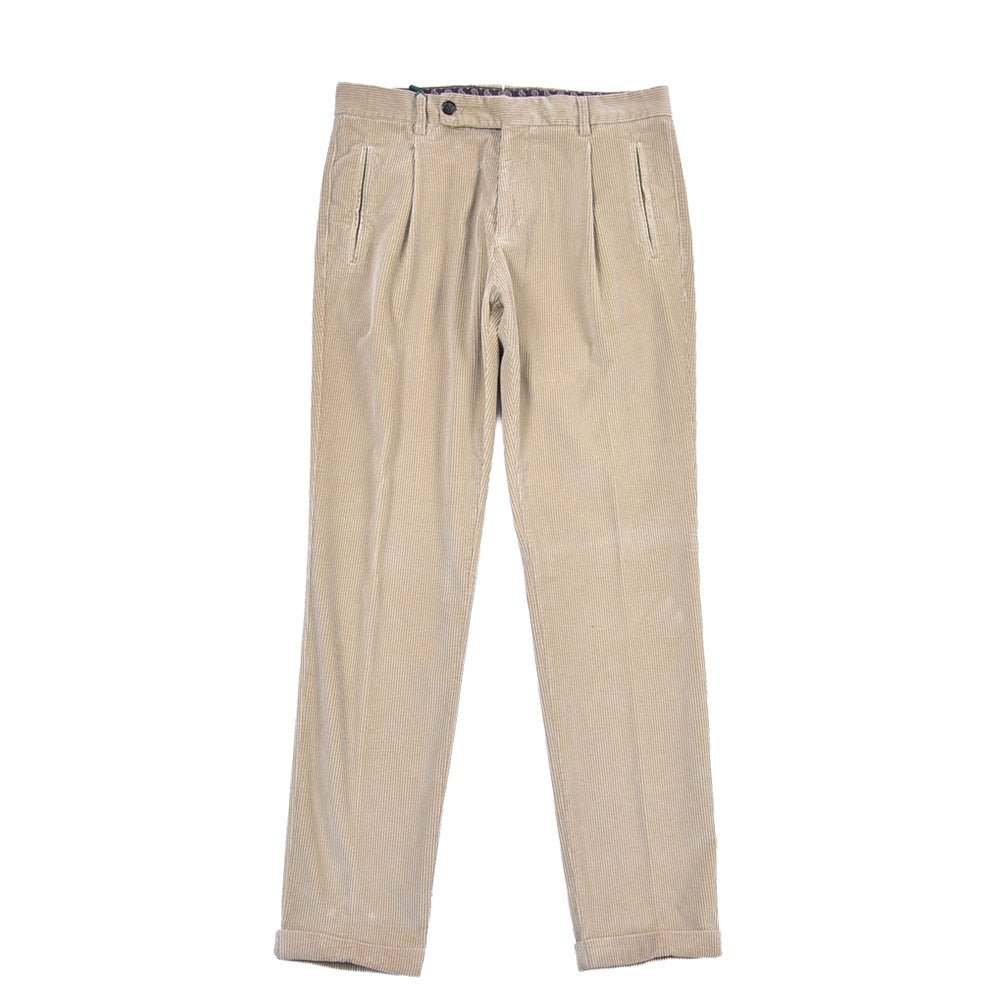 BERWICH “RETRO LONG-GD” ストレッチコットン 中畝コーデュロイワンタックパンツ ベージュ(beige208) 48 | GUARDAROBA MILANO OFFICIAL STORE