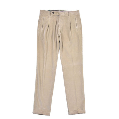 BERWICH “RETRO LONG-GD” ストレッチコットン 中畝コーデュロイワンタックパンツ ベージュ(beige208) 48 | GUARDAROBA MILANO OFFICIAL STORE