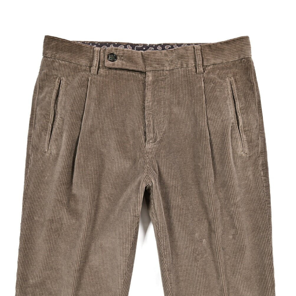 BERWICH “RETRO LONG - GD” ストレッチコットン 中畝コーデュロイワンタックパンツ ブラウン(mandorlo4627) 44 | GUARDAROBA MILANO OFFICIAL STORE