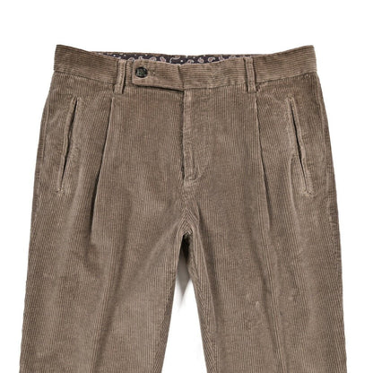 BERWICH “RETRO LONG - GD” ストレッチコットン 中畝コーデュロイワンタックパンツ ブラウン(mandorlo4627) 44 | GUARDAROBA MILANO OFFICIAL STORE