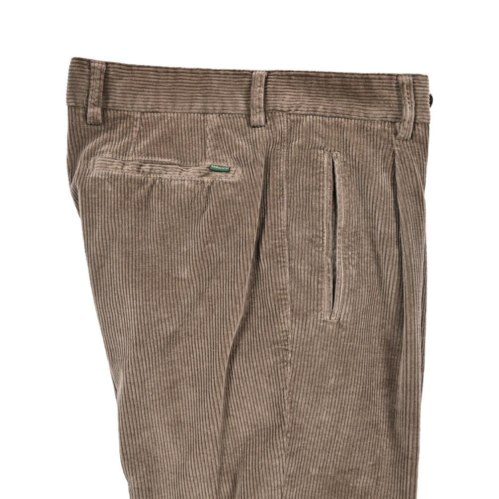 BERWICH “RETRO LONG - GD” ストレッチコットン 中畝コーデュロイワンタックパンツ ブラウン(mandorlo4627) 44 | GUARDAROBA MILANO OFFICIAL STORE