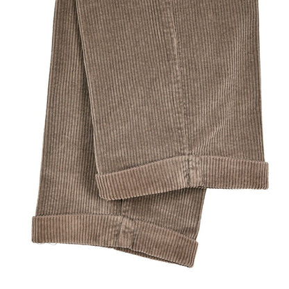 BERWICH “RETRO LONG - GD” ストレッチコットン 中畝コーデュロイワンタックパンツ ブラウン(mandorlo4627) 44 | GUARDAROBA MILANO OFFICIAL STORE