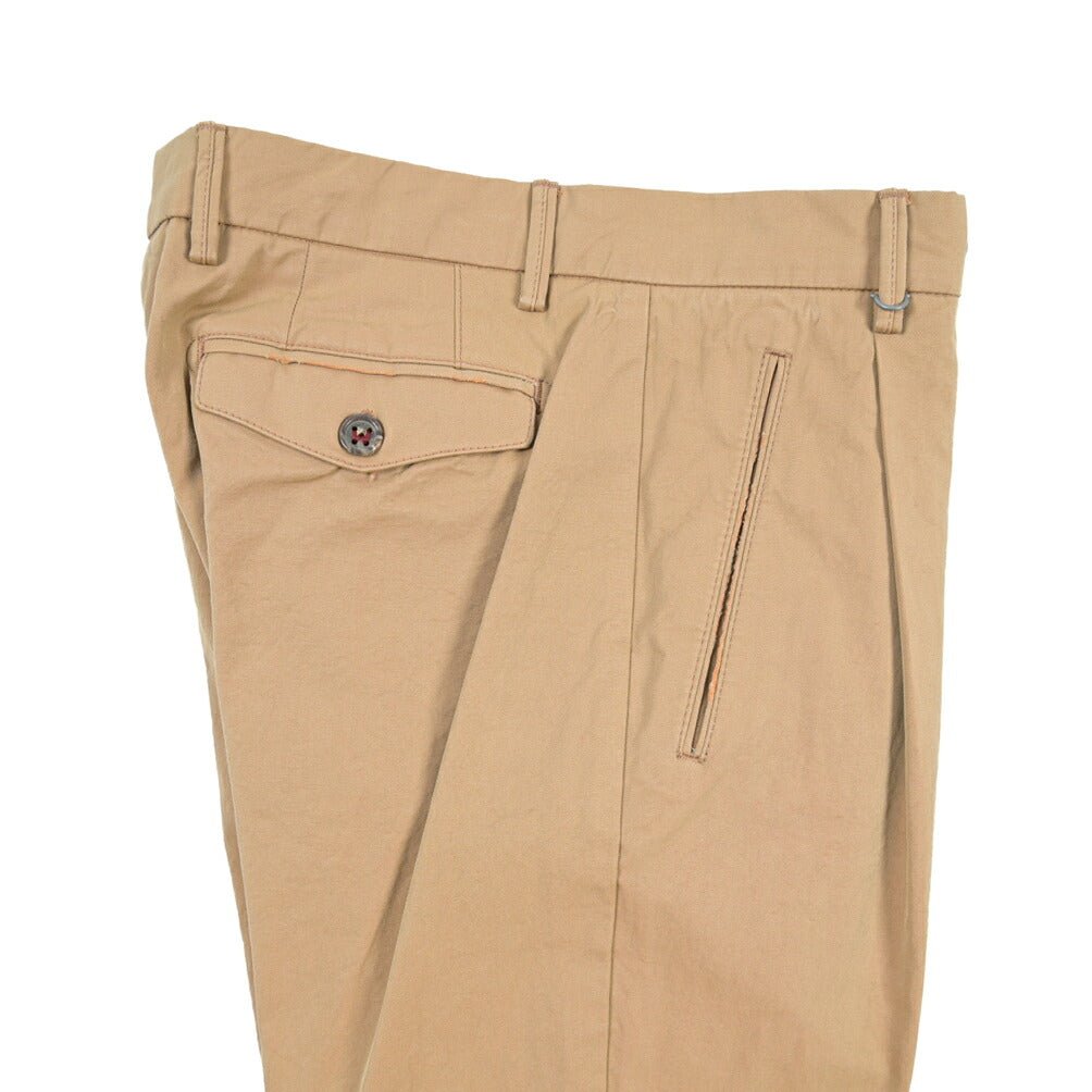BERWICH “RETRO THECA 1P” コットン100% ワンタックチノパンツ (ソラーロ) ベージュ(khaki) 48 | GUARDAROBA MILANO OFFICIAL STORE