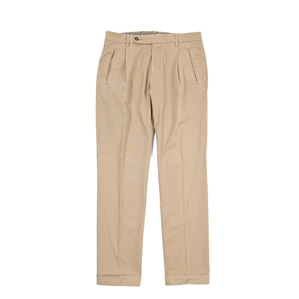 BERWICH “RETRO THECA 1P” ストレッチコットン ワンタックチノパンツ ベージュ(sabbia199) 48 | GUARDAROBA MILANO OFFICIAL STORE