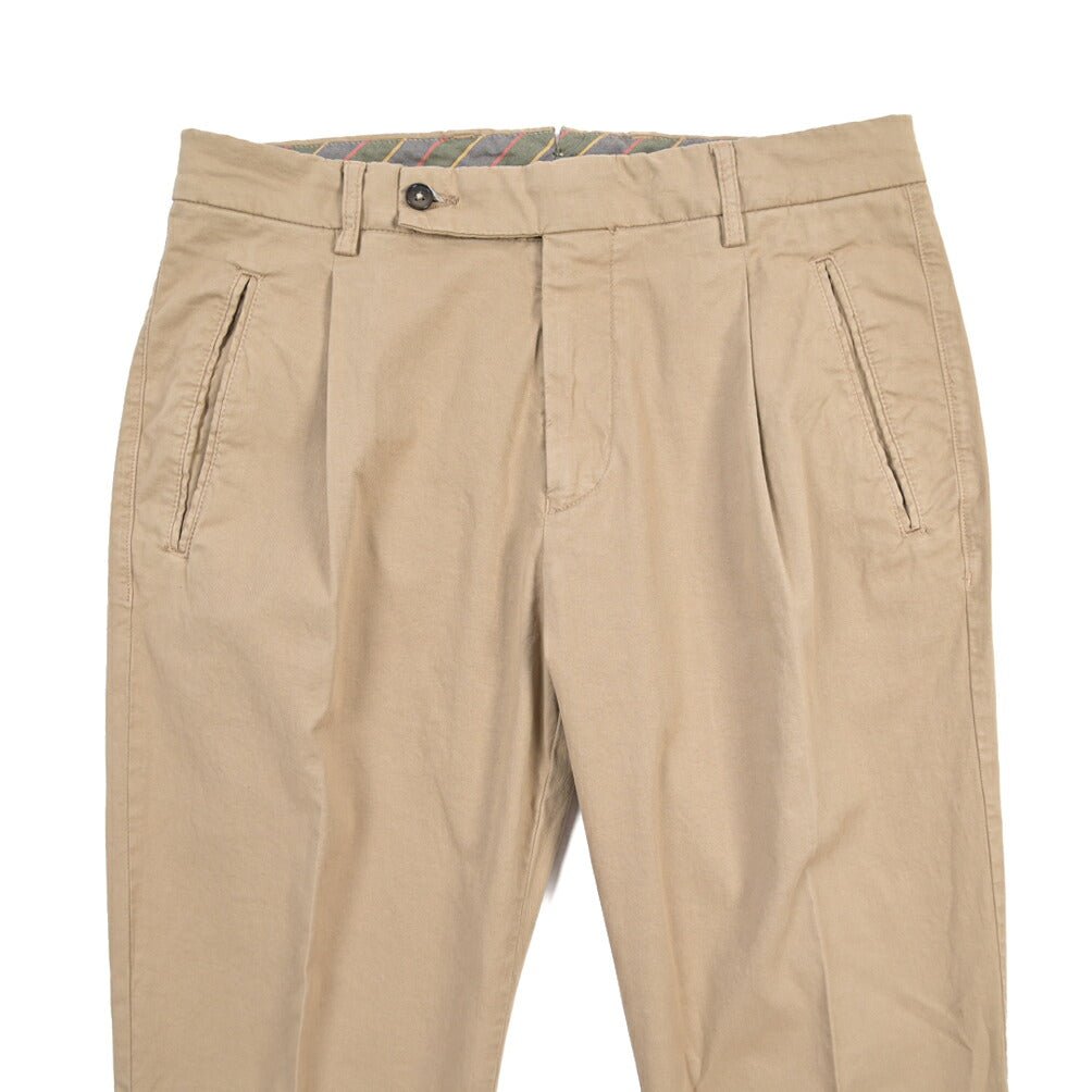 BERWICH “RETRO THECA 1P” ストレッチコットン ワンタックチノパンツ ベージュ(sabbia199) 48 | GUARDAROBA MILANO OFFICIAL STORE