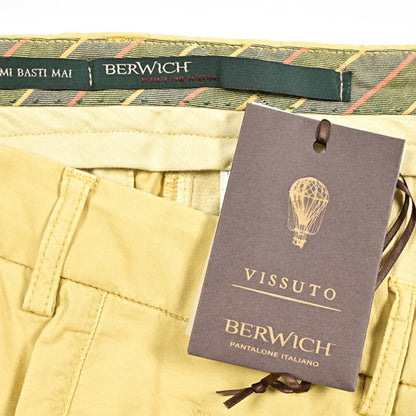 BERWICH "RETRO THECA" リヨセル混コットン ワンタックパンツ イエロー(lime4673) 50 | GUARDAROBA MILANO OFFICIAL STORE