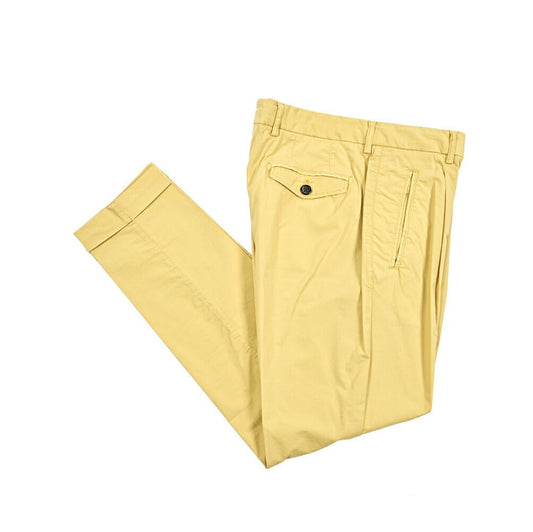 BERWICH "RETRO THECA" リヨセル混コットン ワンタックパンツ イエロー(lime4673) 50 | GUARDAROBA MILANO OFFICIAL STORE
