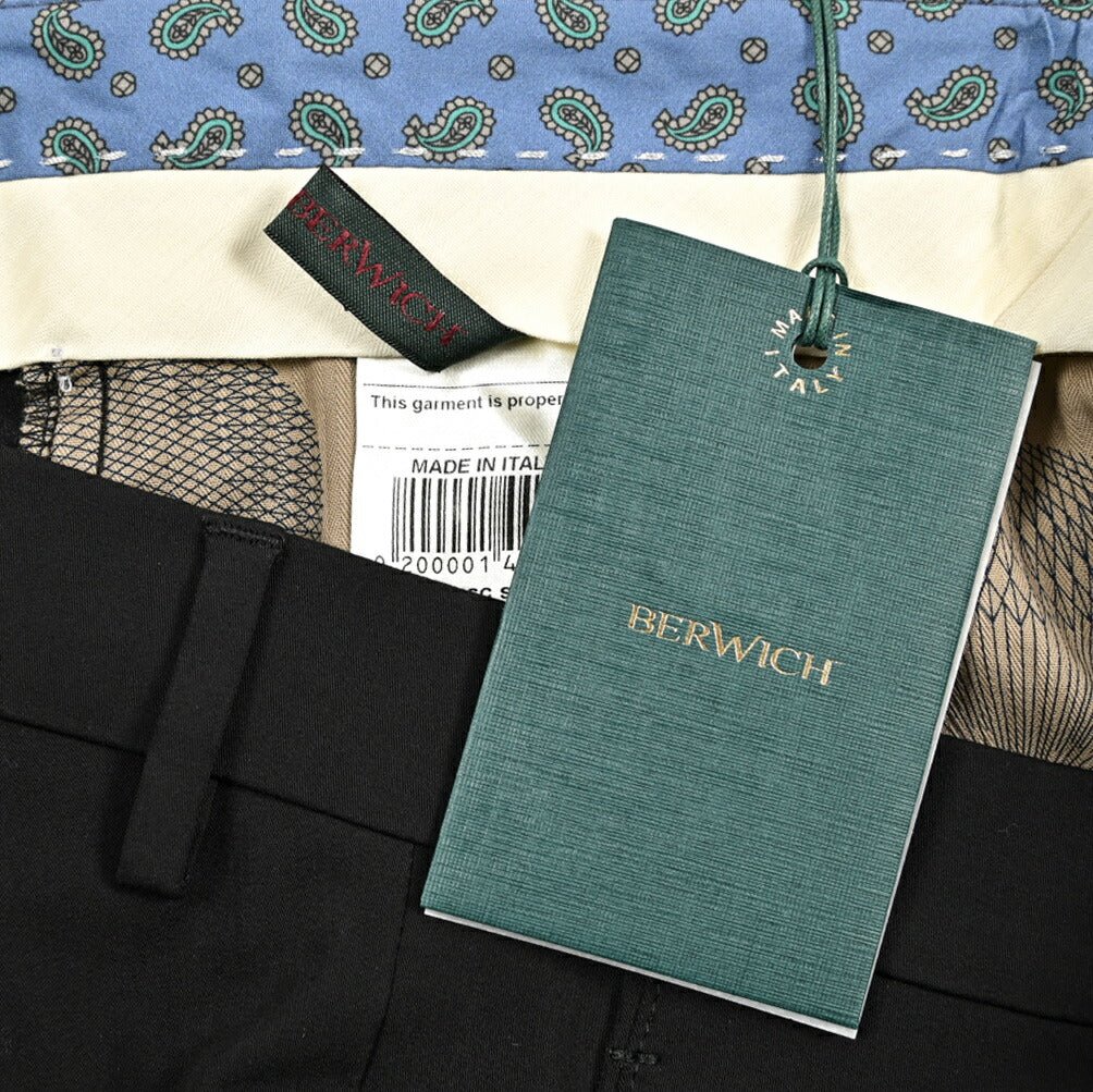 BERWICH "SC SLIM" ビスコース混 ノータックストレッチパンツ ブラック(black) 46 | GUARDAROBA MILANO OFFICIAL STORE