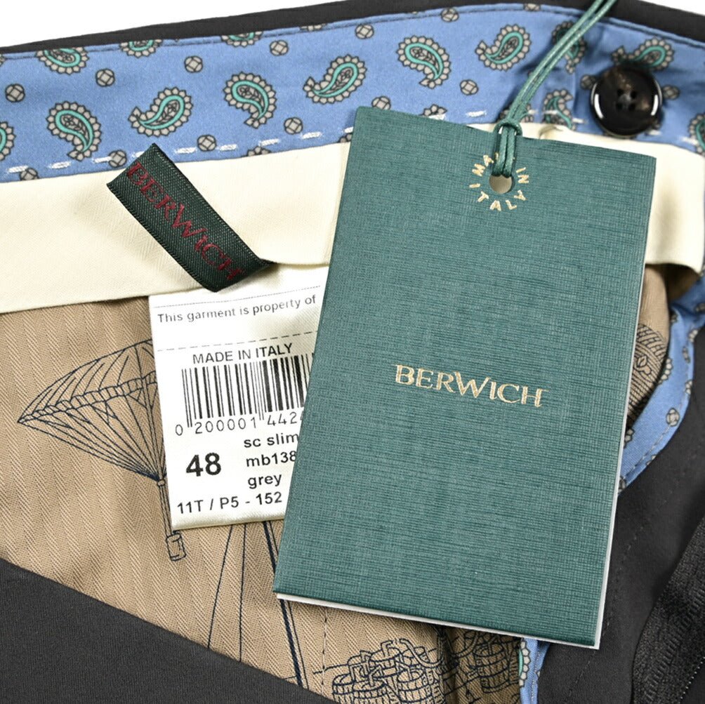 BERWICH "SC SLIM" ビスコース混 ノータックストレッチパンツ グレー(grey) 46 | GUARDAROBA MILANO OFFICIAL STORE